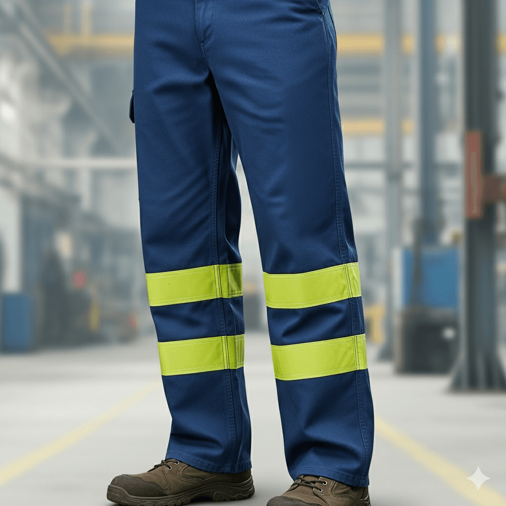 Pantalón de trabajo industrial con cintas reflectivas en las piernas